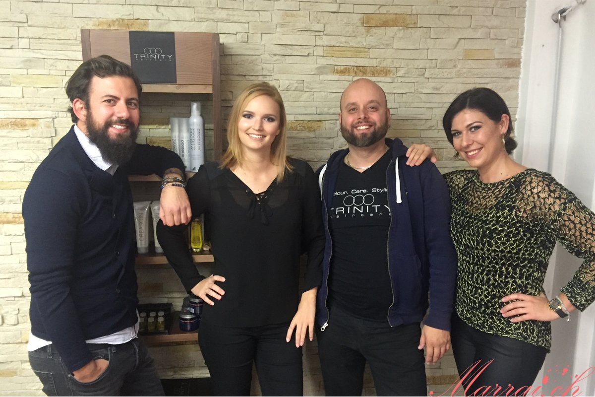 v.l.n.r Coiffure Gianni, Marrai, Giacomo von Trinity, Sonja (Kosmetikerin) - Bilder gehören Trinity